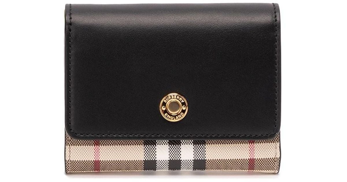Burberry `lancaster` Small Folding Wallet in Black | Lyst