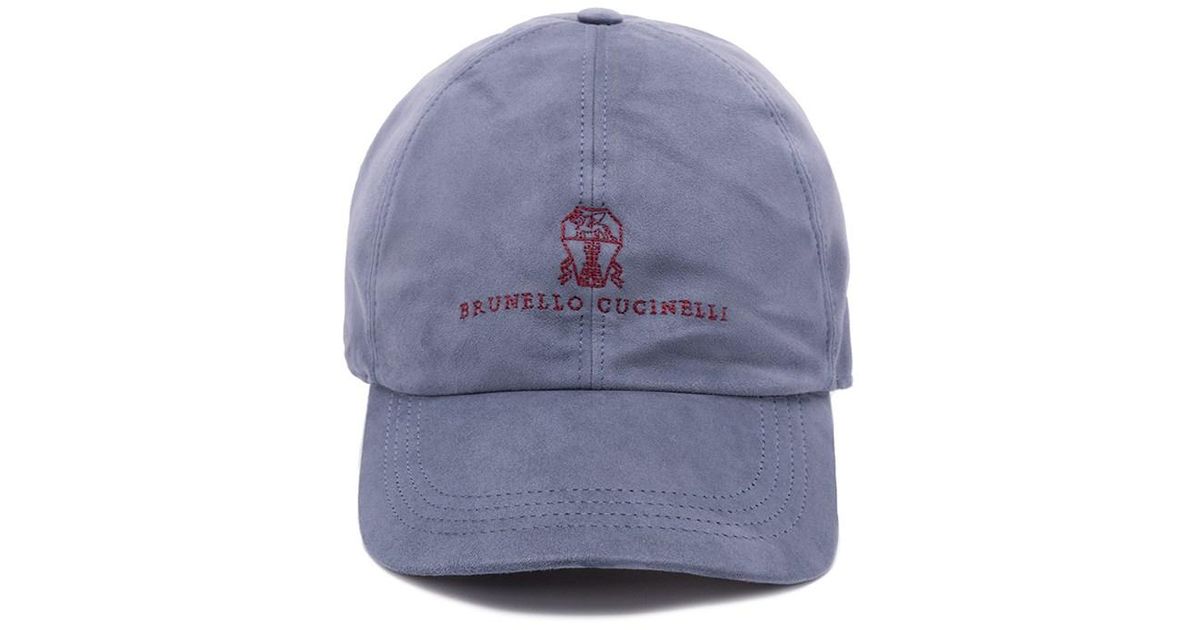 Brunello Cucinelli Suede Baseball Cap in Blue for Men Lyst UK