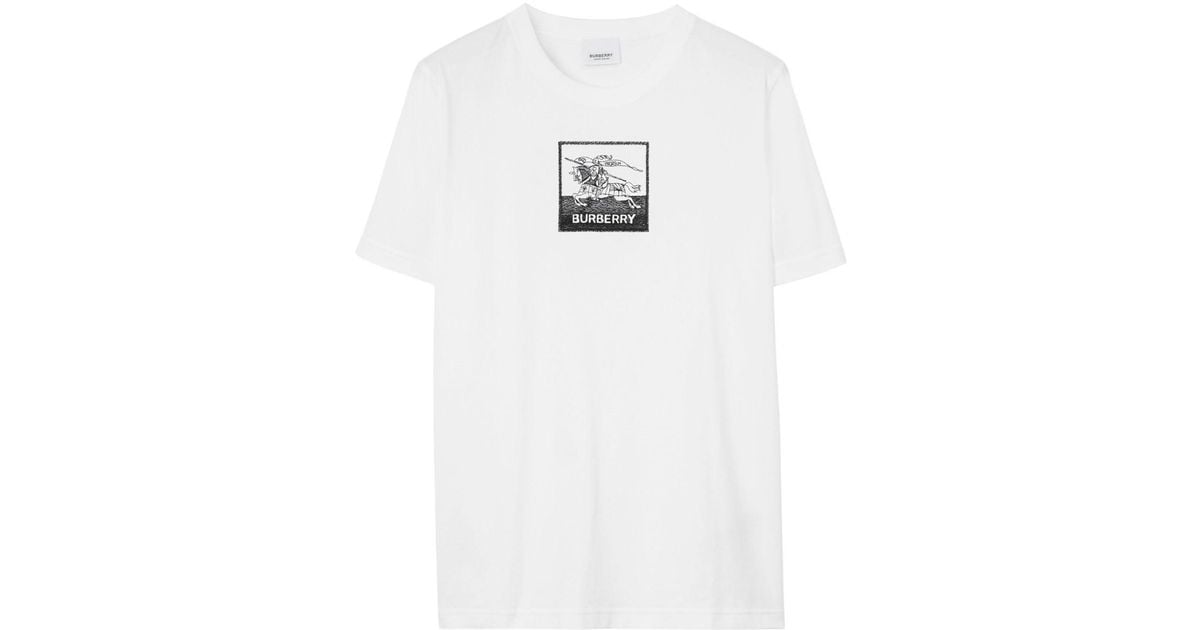 Burberry `margot Ekd` Embroidered T-shirt in White | Lyst