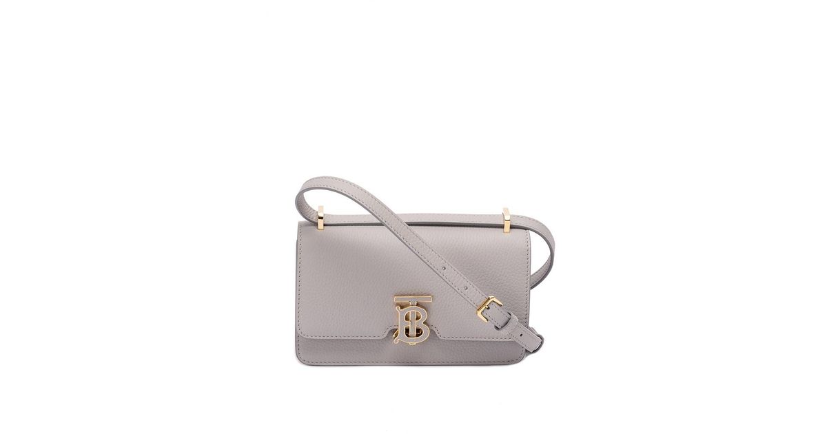 Burberry Mini `tb` Elongated Crossbody Bag in White Lyst