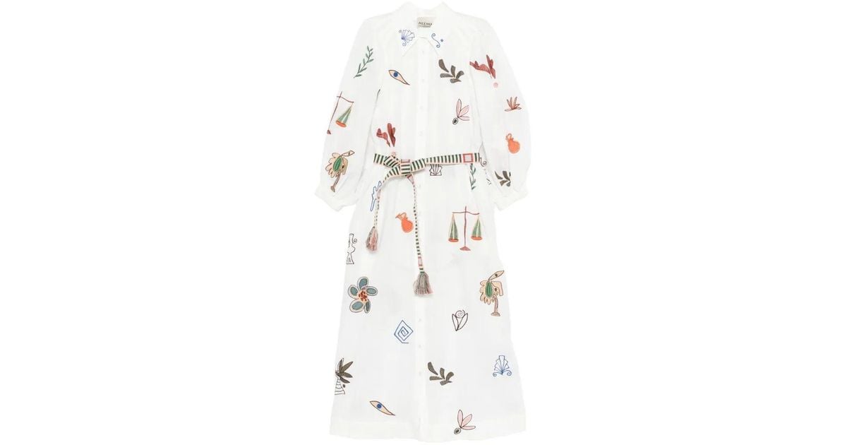 ALMAIS 'Mina' Embroidered Shirt Dress in White | Lyst