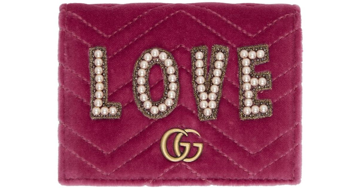 Gucci Pink Velvet Small Love GG Marmont 