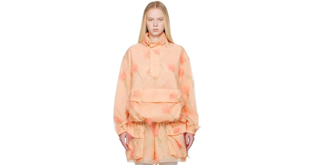 【SIMONE ROCHA】Carnation Cagoule オーガンザ ジャケット Pink Carnation Organza Cagoule Jacket by Simone Rocha on Sale