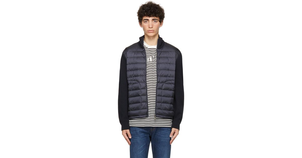 Moncler Synthetic Down Zipper Jacket in Navy (Blue) for Men | Lyst
