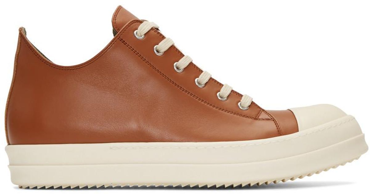 Rick Owens Leather Brown Low Sneakers for Men | Lyst
