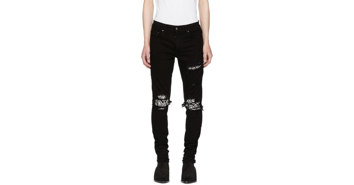 Amiri Black Bandana Crystal Jeans for Men | Lyst
