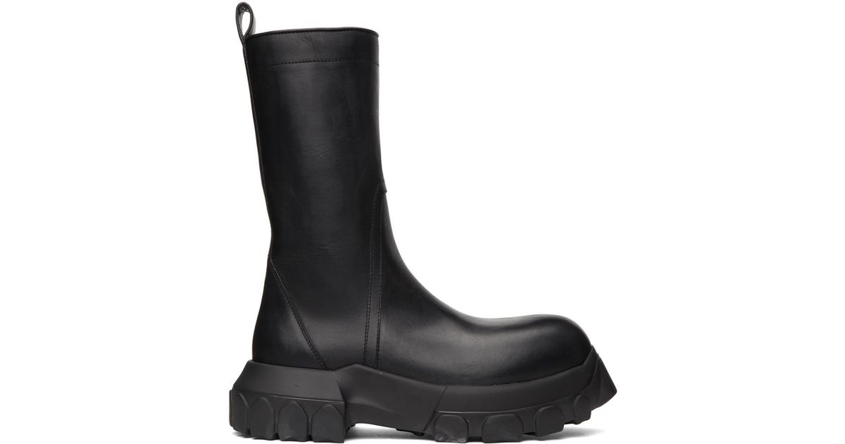 Rick Owens Leather Creeper Bozo Tractor Boots in Black for Men | Lyst