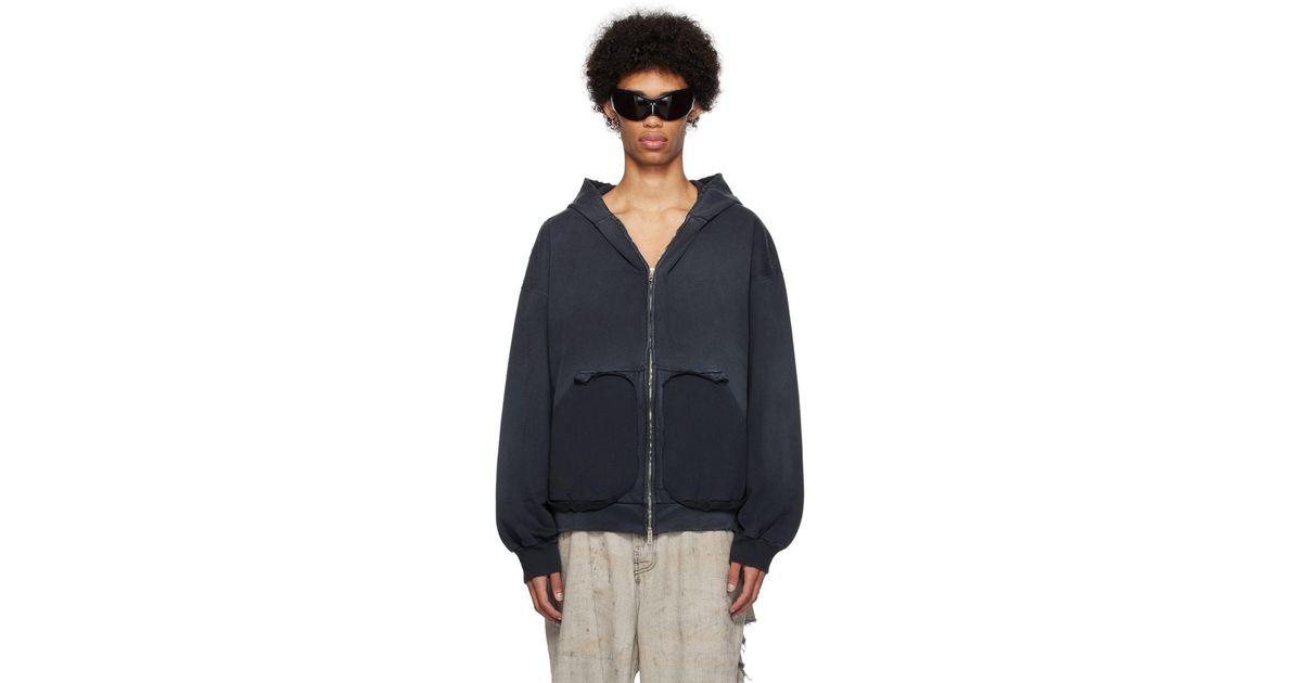 Balenciaga Tape Type Ripped Pocket Hoodie in Blue for Men
