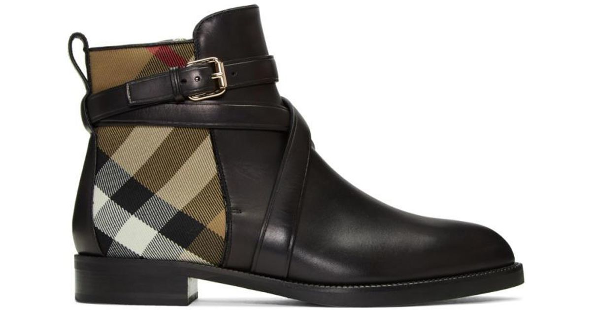 Burberry Leather Black Vaughan Boots - Lyst