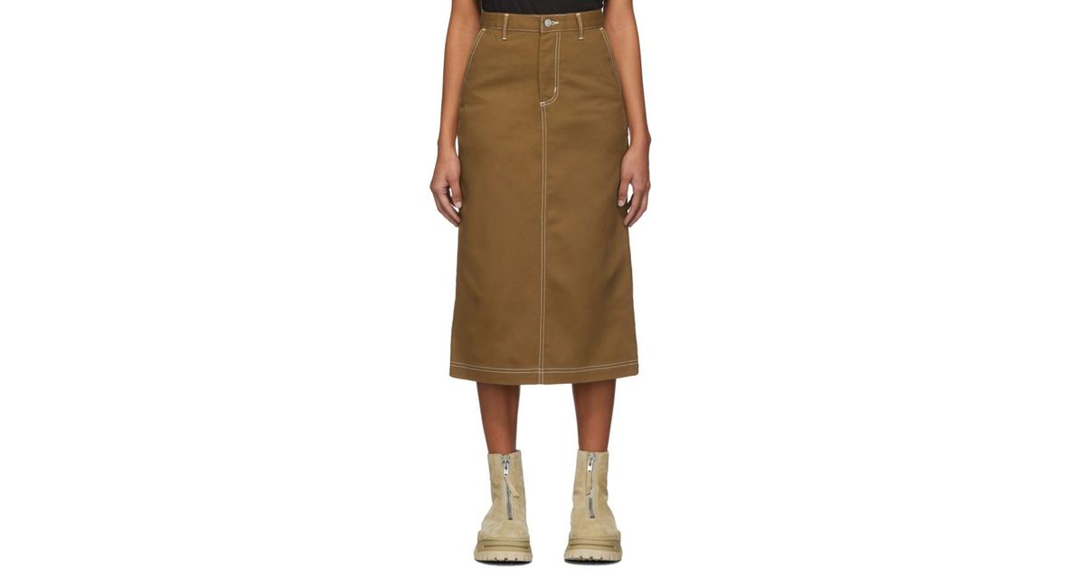 Carhartt WIP Brown Denim Pierce Skirt | Lyst