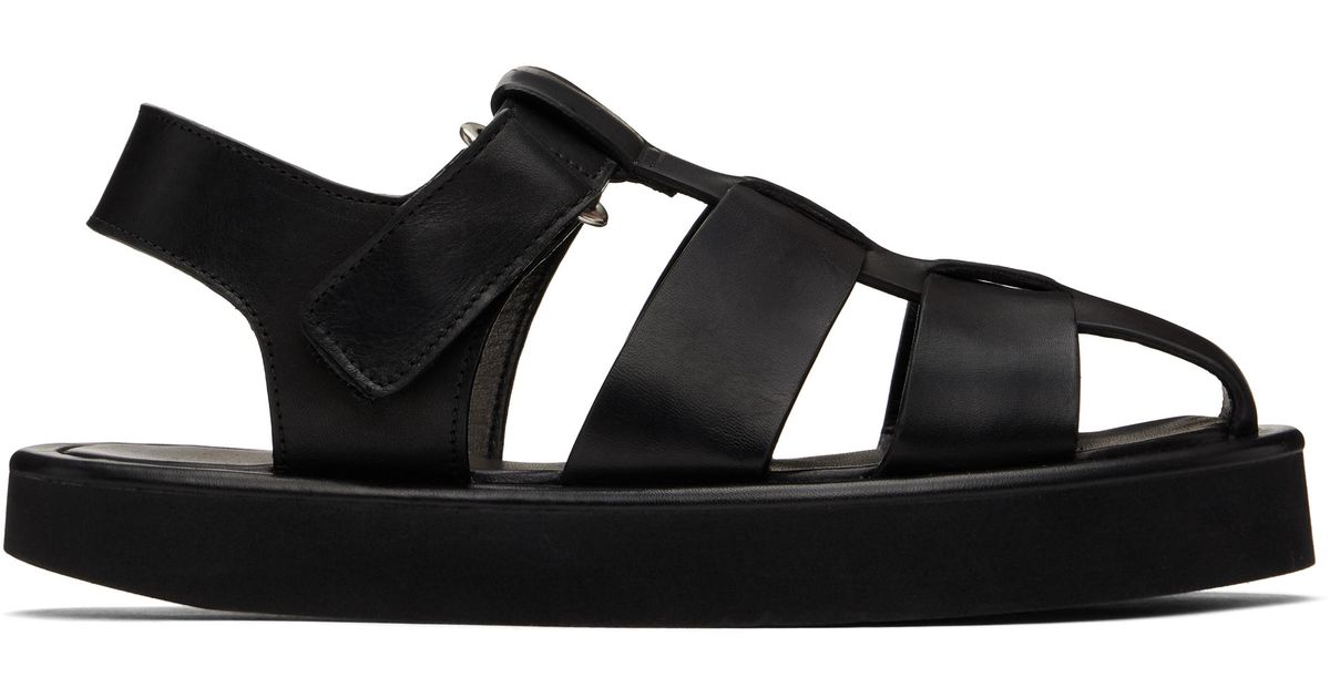 【関税込み】Studio Nicholson ブラック Sandom サンダル Studio Nicholson: Black Sandom Sandals | SSENSE 대한민국