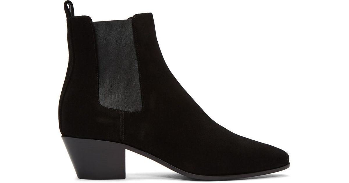 Saint Laurent Black Suede Rock Chelsea Boots - Lyst