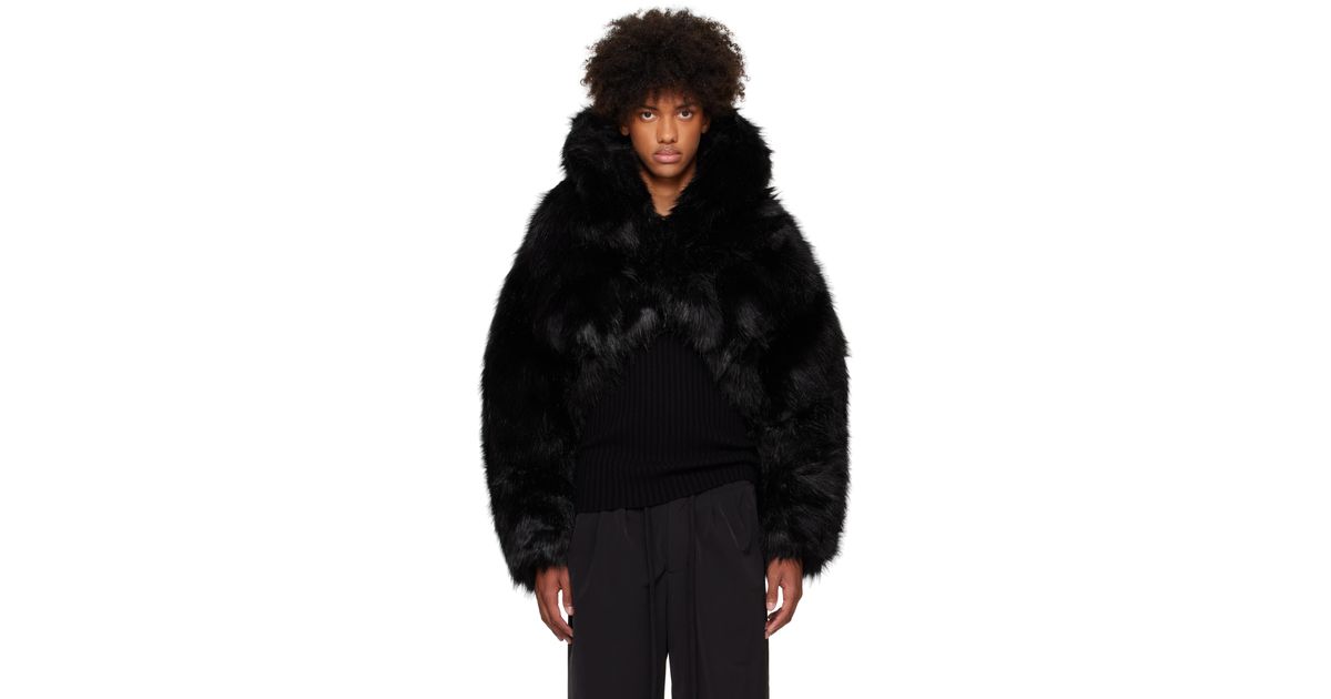 Entire studios Vicinity Crop Faux-fur Jacket in Black for Men | Lyst