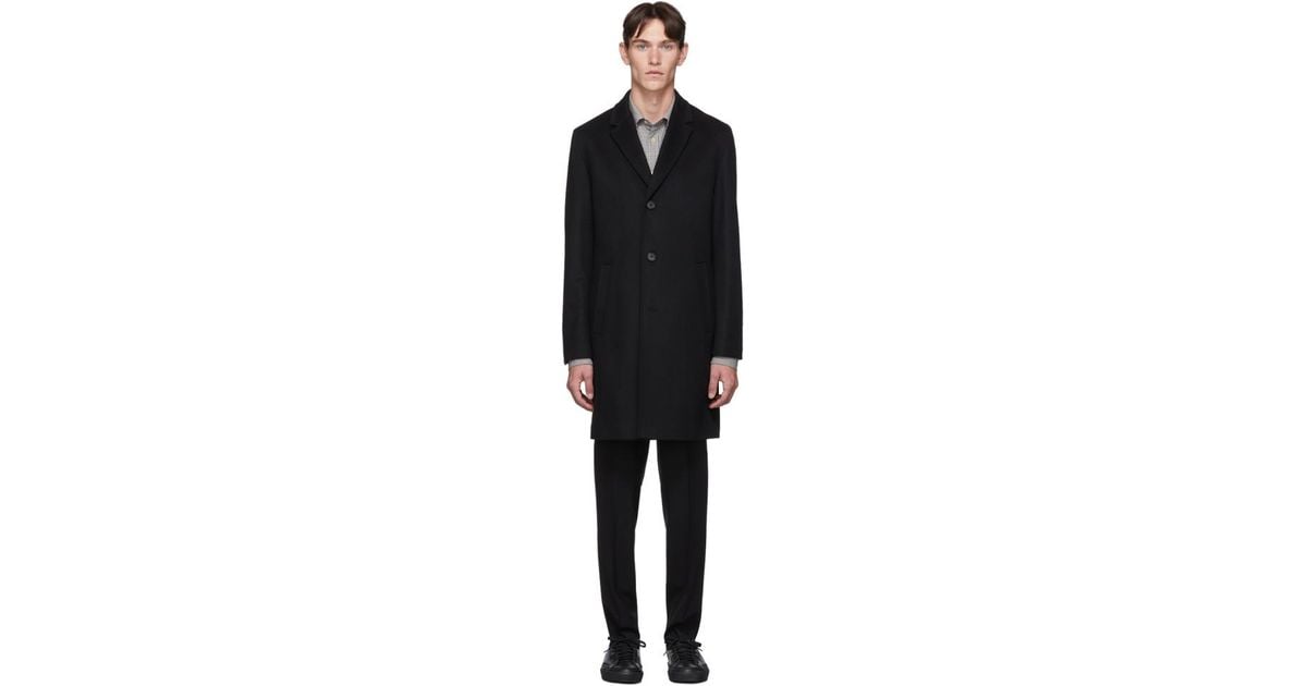 HUGO Wool Black Malte 1941 Coat for Men - Lyst