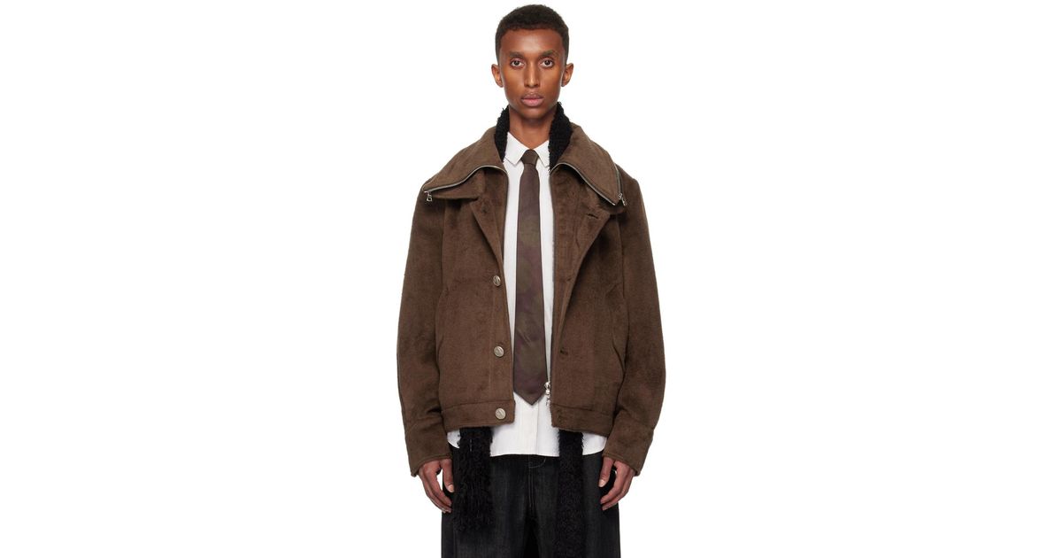 メンズ NULLUS ブラウン Multi-Form Aero Collar ジャケット メンズ NULLUS ブラウン Multi-Form Aero Collar ジャケット