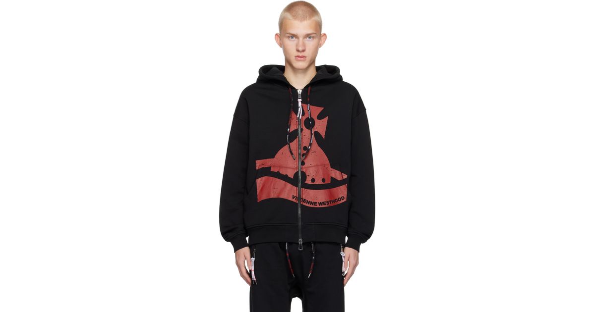 Vivienne Westwood Sunken Orb Zip Hoodie in Black for Men | Lyst
