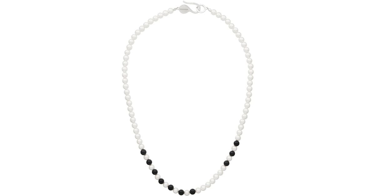 ネックレス・ペンダント Pearl with Onyx Beads Necklace #7733 NUMBERING #7733 Pearl Onyx Beads Necklace in White | Lyst Canada