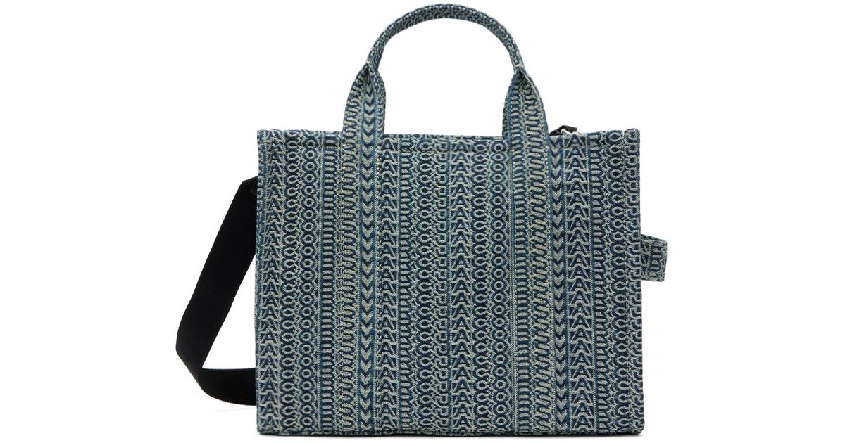 Marc Jacobs Blue 'the Washed Monogram Medium Tote Bag' Tote Lyst Canada