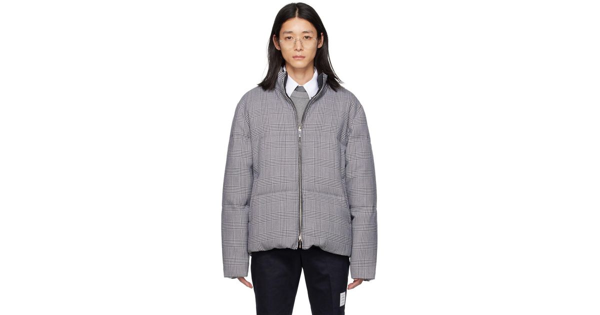 Thom Browne Thom E 4-bar Reversible Down Jacket in Gray for Men | Lyst