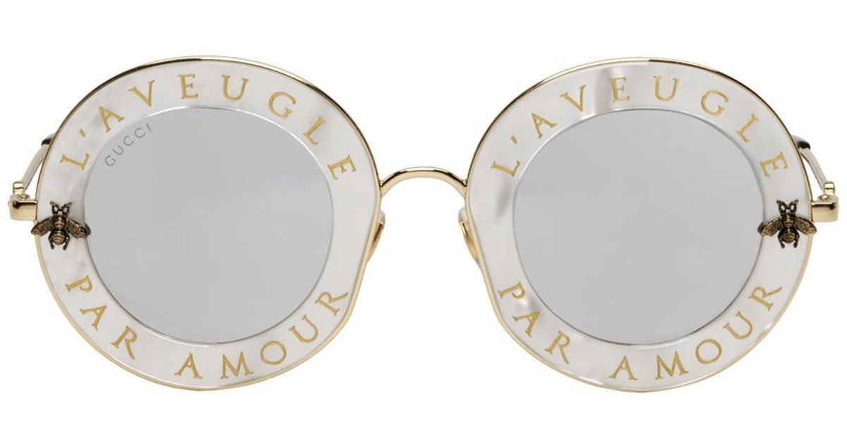 Gucci White Laveugle Par Amour Romantic Sunglasses | Lyst