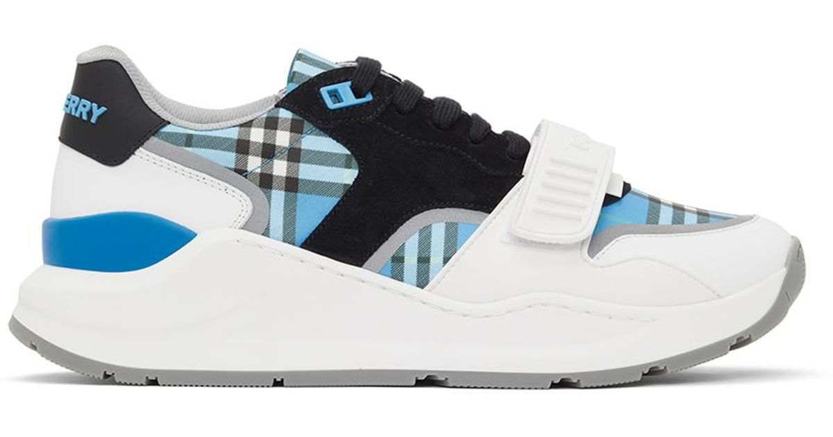 Burberry Blue Check Ramsey Low Sneakers for Men | Lyst UK