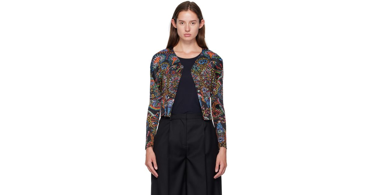 Pleats Please Issey Miyake Light Festival Cardigan in Black | Lyst