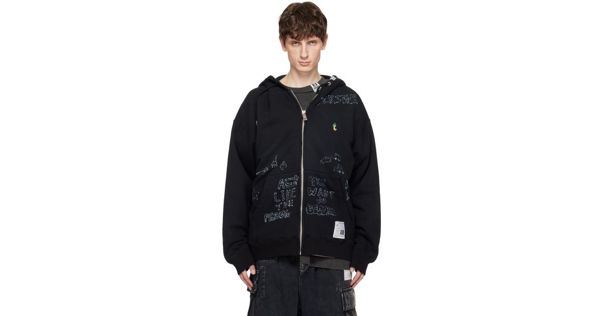 Maison Mihara Yasuhiro Distressed Graffiti Print Zip-Up