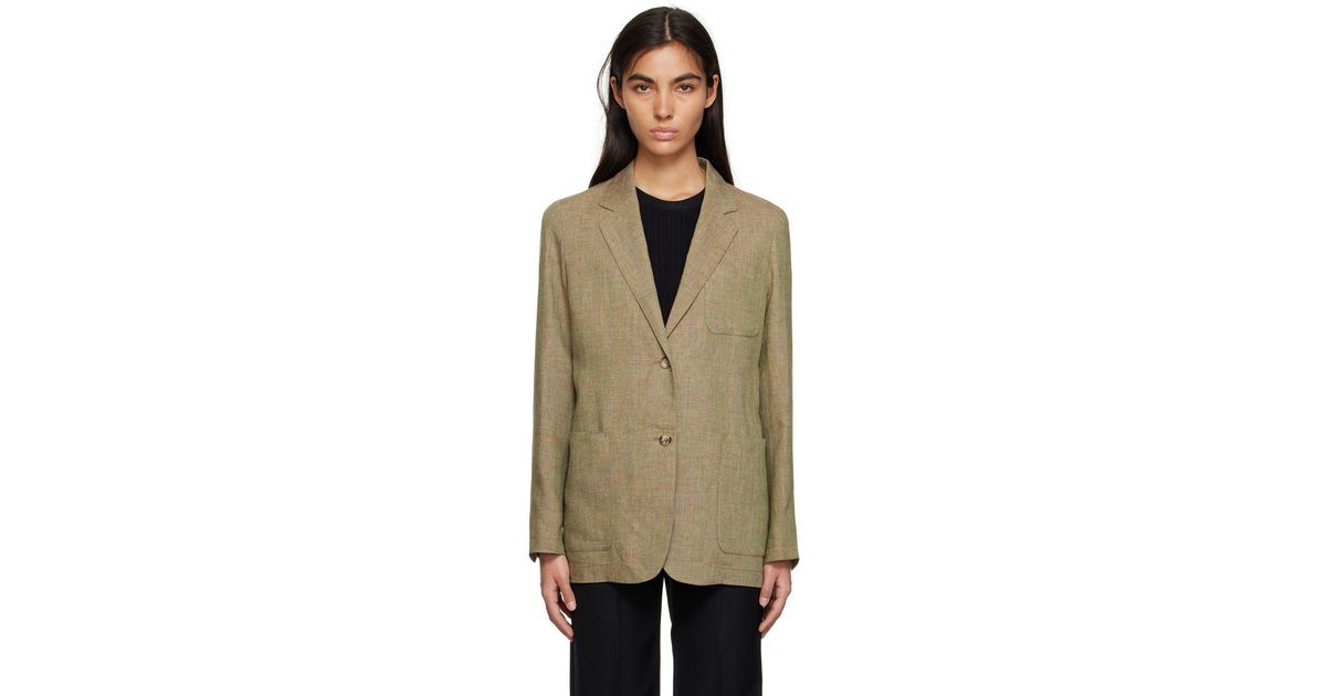 Totême Green Patch Pocket Blazer in Natural Lyst