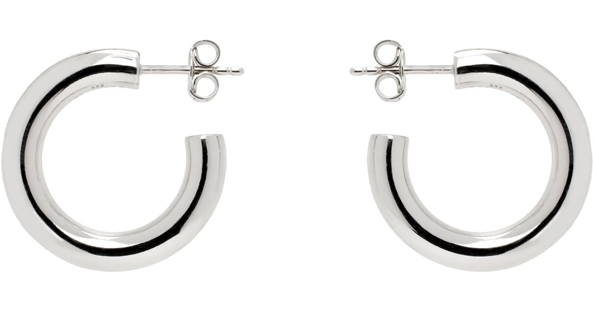 Lemaire シルバー Classic Hoops S ピアス ブラック | Lyst