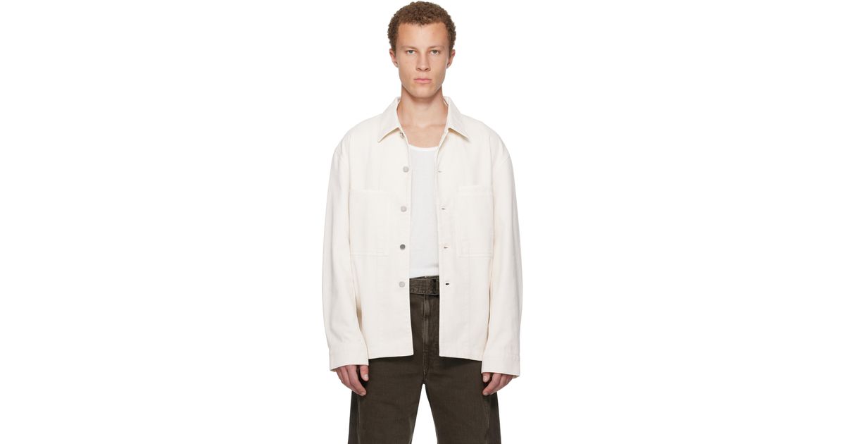 Lemaire Off- Workwear Denim Overshirt in White for Men | Lyst