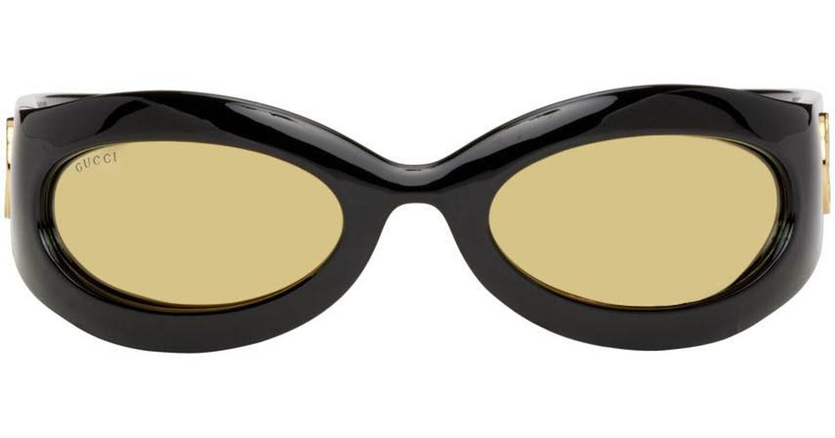 Gucci Oval Sunglasses in Black for Men Lyst