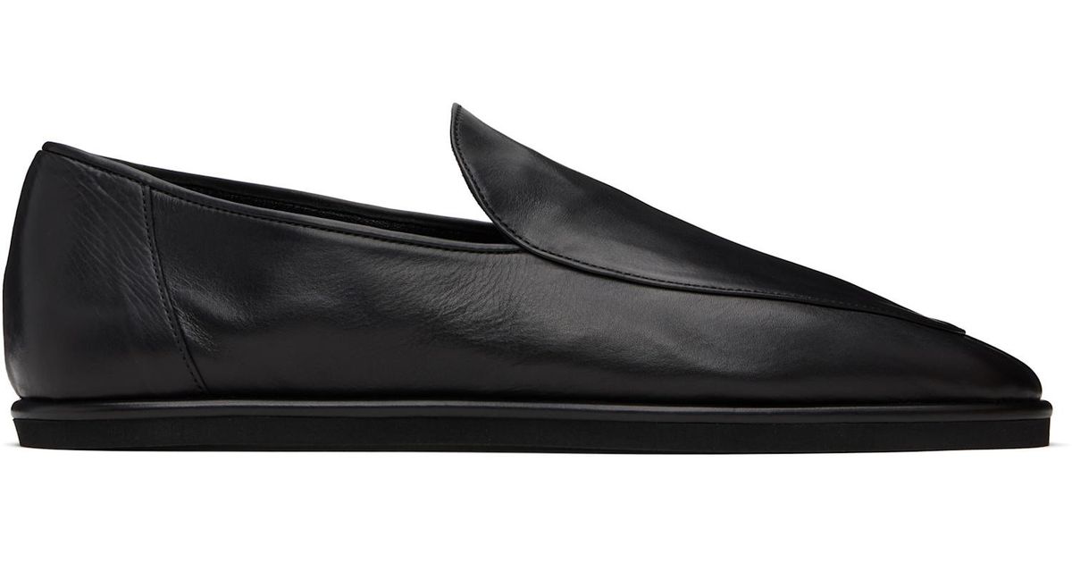 AURALEE Soft Leather Loafers in Black | Lyst