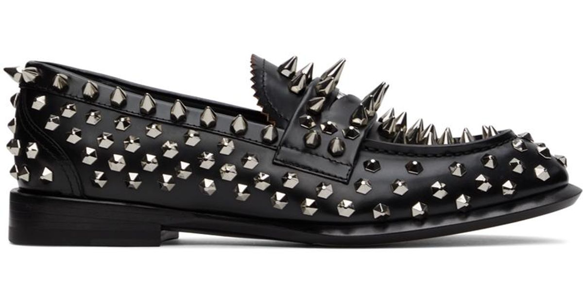 Alexander McQueen Leather Black Stud Loafers for Men Lyst UK
