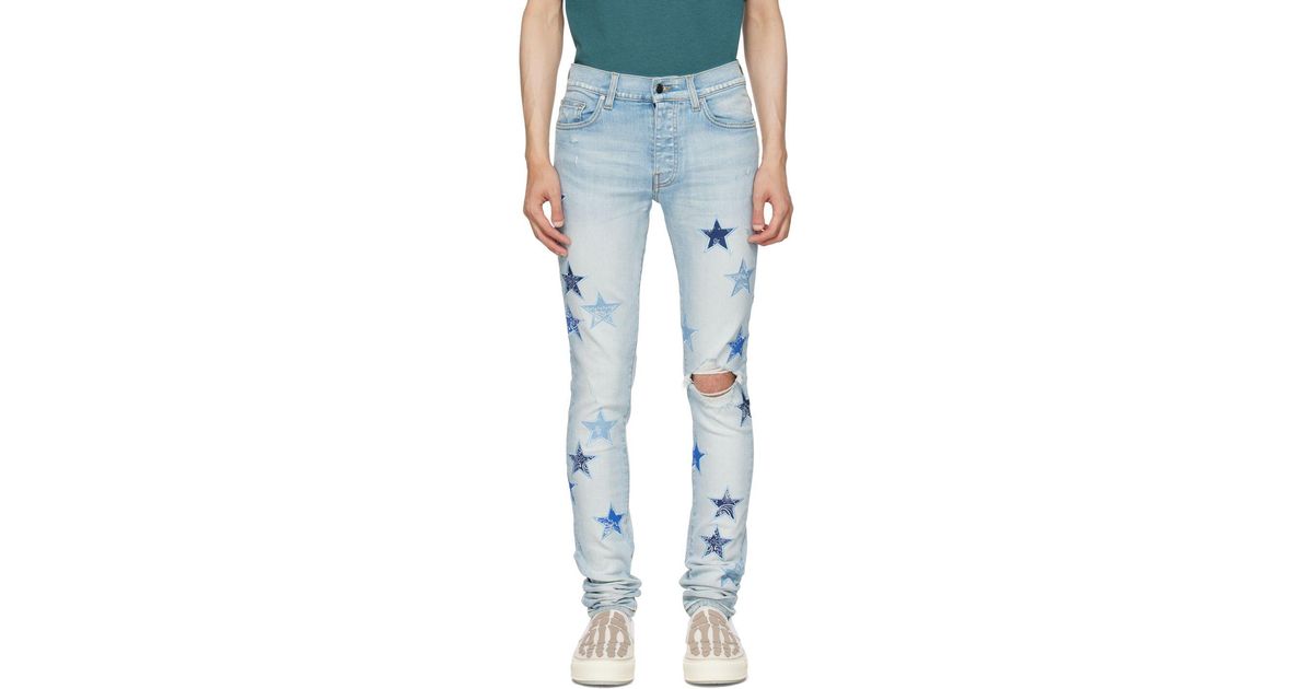 Amiri Blue Bandana Star Denim Jeans for Men Lyst