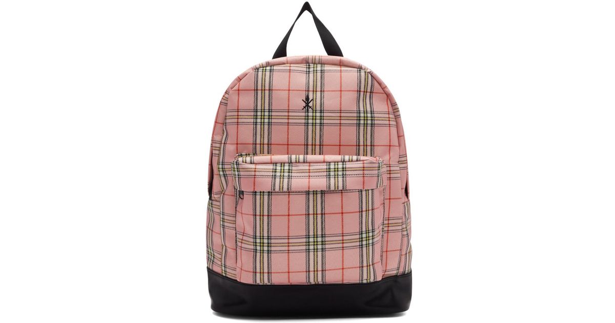 pink plaid backpack