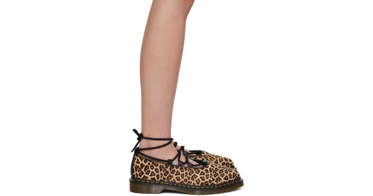 Dr. Martens Tan & Elphie Ii Leopard Ballerina Flats in Brown | Lyst