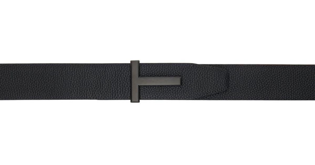 Ceinture noire en cuir grainé à ferrure à logo Tom Ford pour homme en coloris Noir Lyst