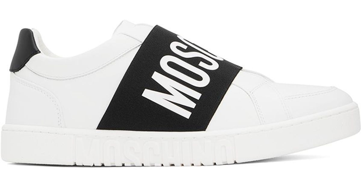 Moschino Black White Slip on Sneakers for Men Lyst