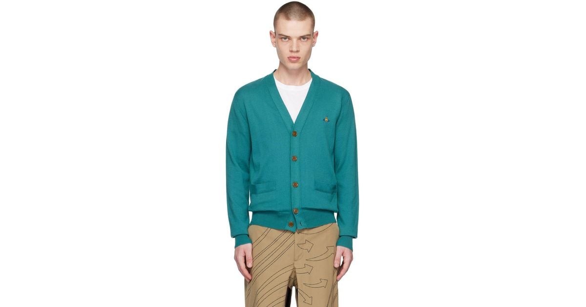 Vivienne Westwood Blue Embroidered Cardigan for Men Lyst
