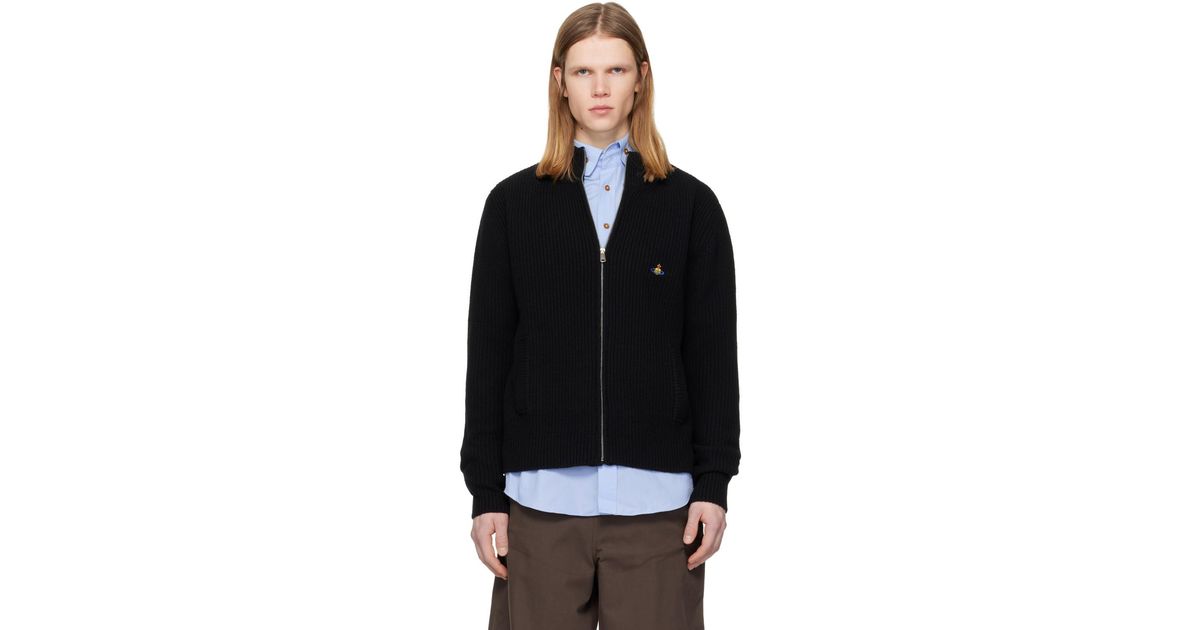 Vivienne Westwood Fisherman Zip-Up Sweater in Black for Men | Lyst