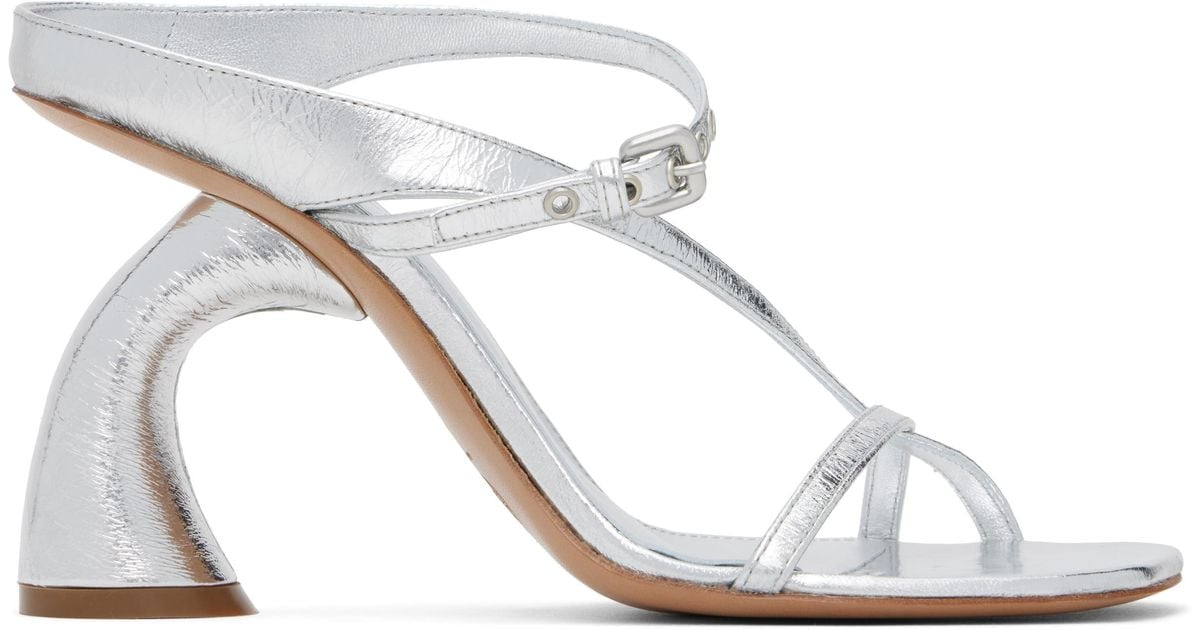 【Dries Van Noten】Strappy Sculptural ヒールサンダル Dries Van Noten シルバー Strappy Sculptural ヒールサンダル