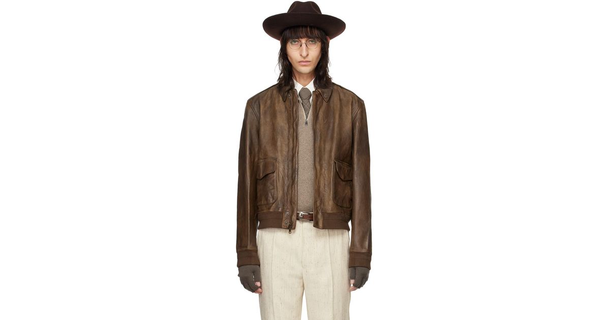 Ralph lauren label blouson aviateur ridley brun en cuir Ralph Lauren pour homme en coloris Marron Lyst