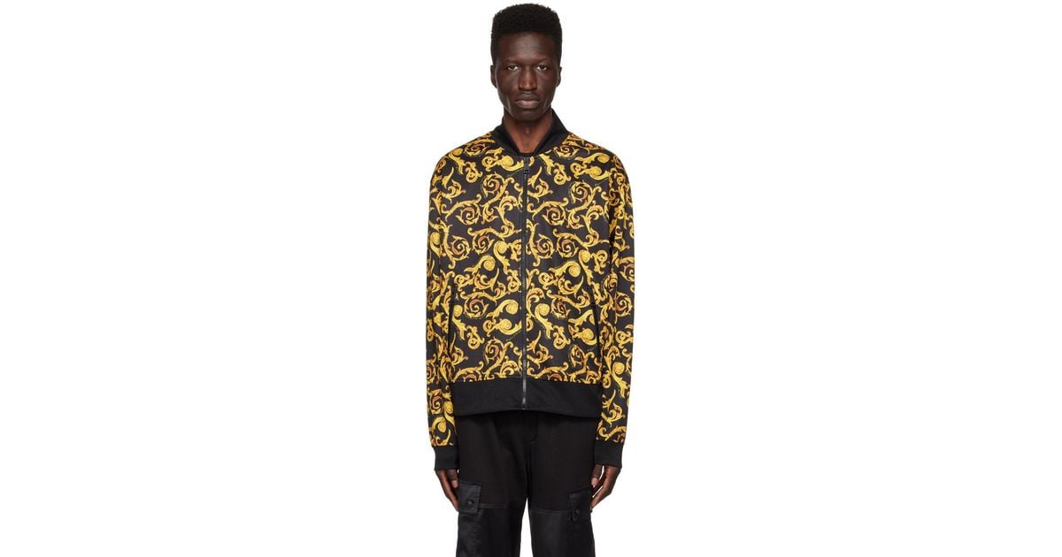 Versace Jeans Couture Black & Gold Sketch Baroque Bomber Jacket for Men |  Lyst