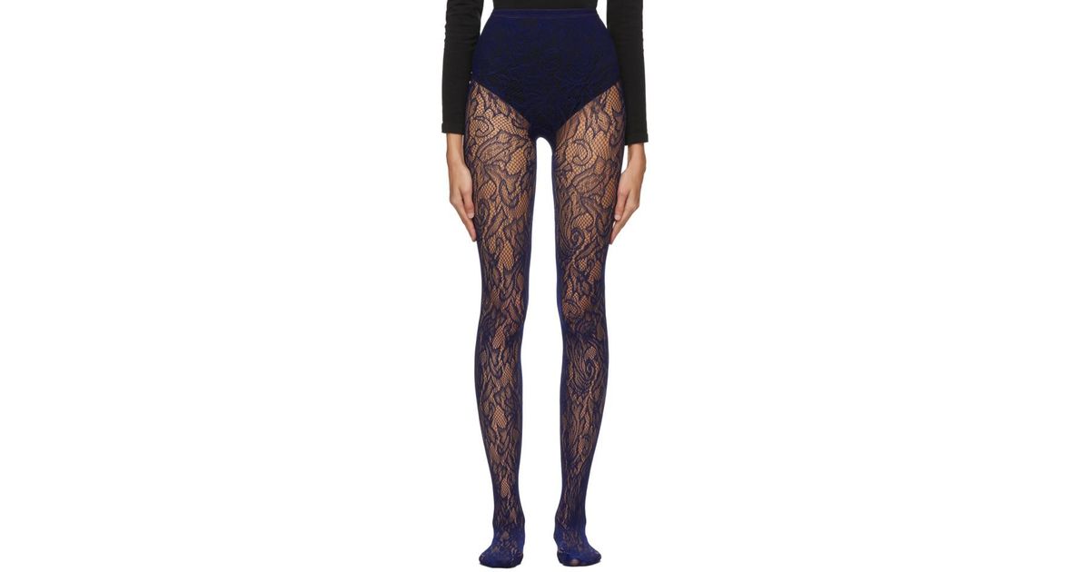 Dries Van Noten Navy Fogal Edition Lace 