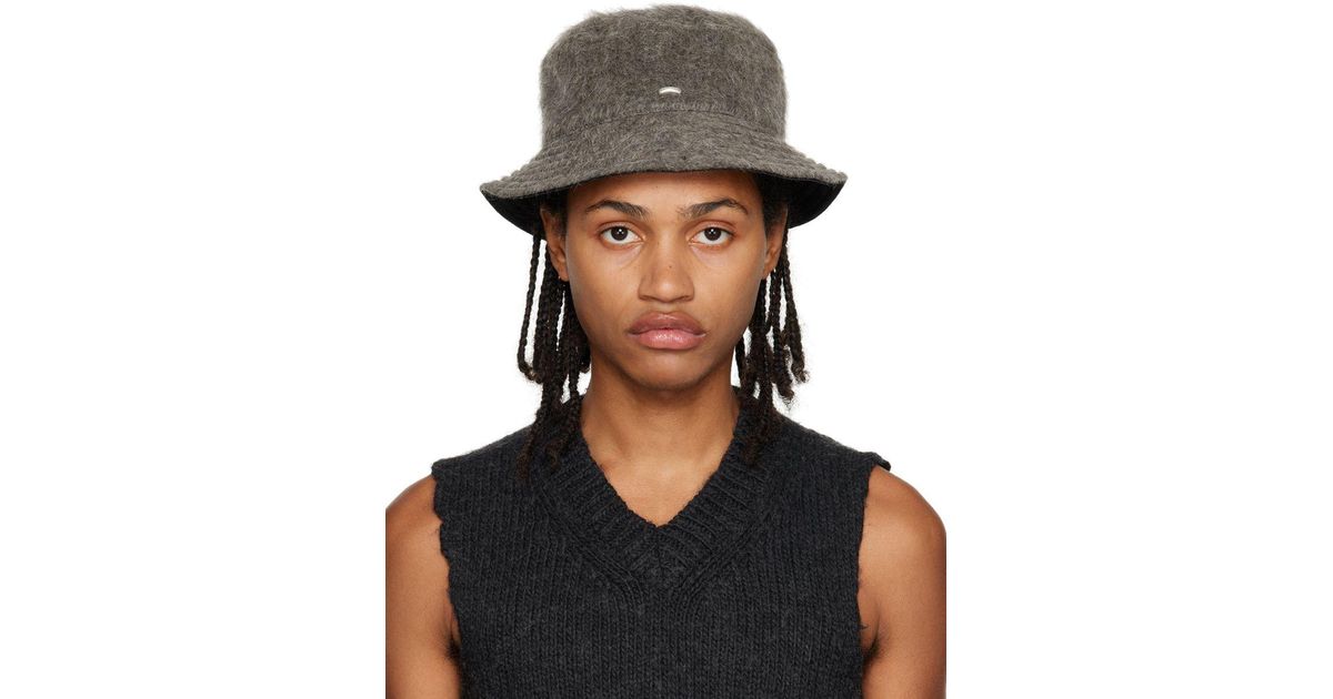 Our Legacy Gray Hairy Bucket Hat in Black for Men Lyst