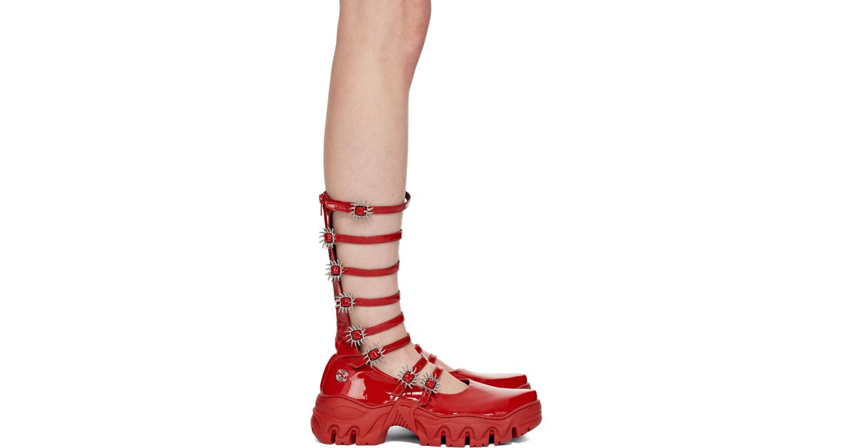 Siem Rombaut Rombaut Ssense Exclusive Mj High Ballerina Flats in Red | Lyst