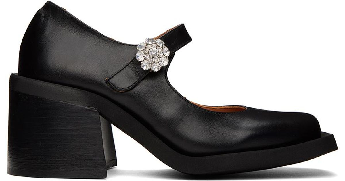 Ganni Leather Mary Jane Heels in Black Lyst Canada