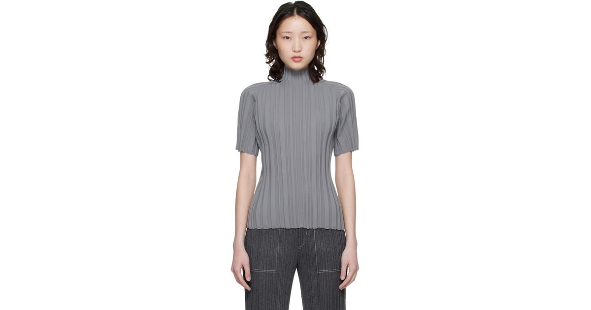 Pleats Please Issey Miyake Rib Knit Top in Black | Lyst