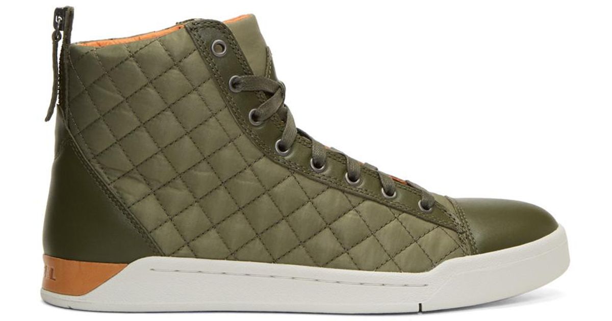 DIESEL Rubber Green Diamond High-top Sneakers for Men | Lyst