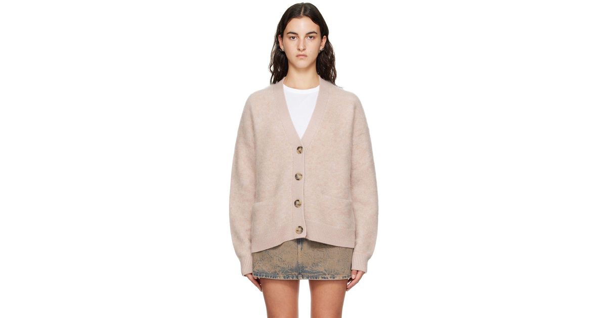 Acne Studios Pink Fluffy Cardigan in Natural | Lyst